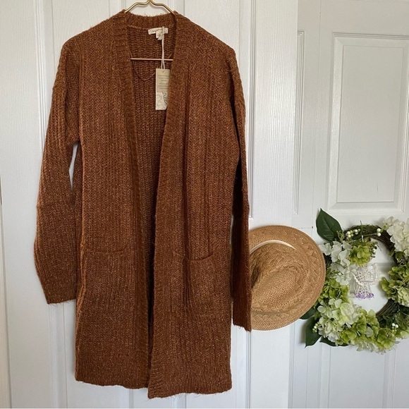 Mystree cabin knit Cardigan oversized sweater fall rustic color front pocket M - Picture 3 of 12